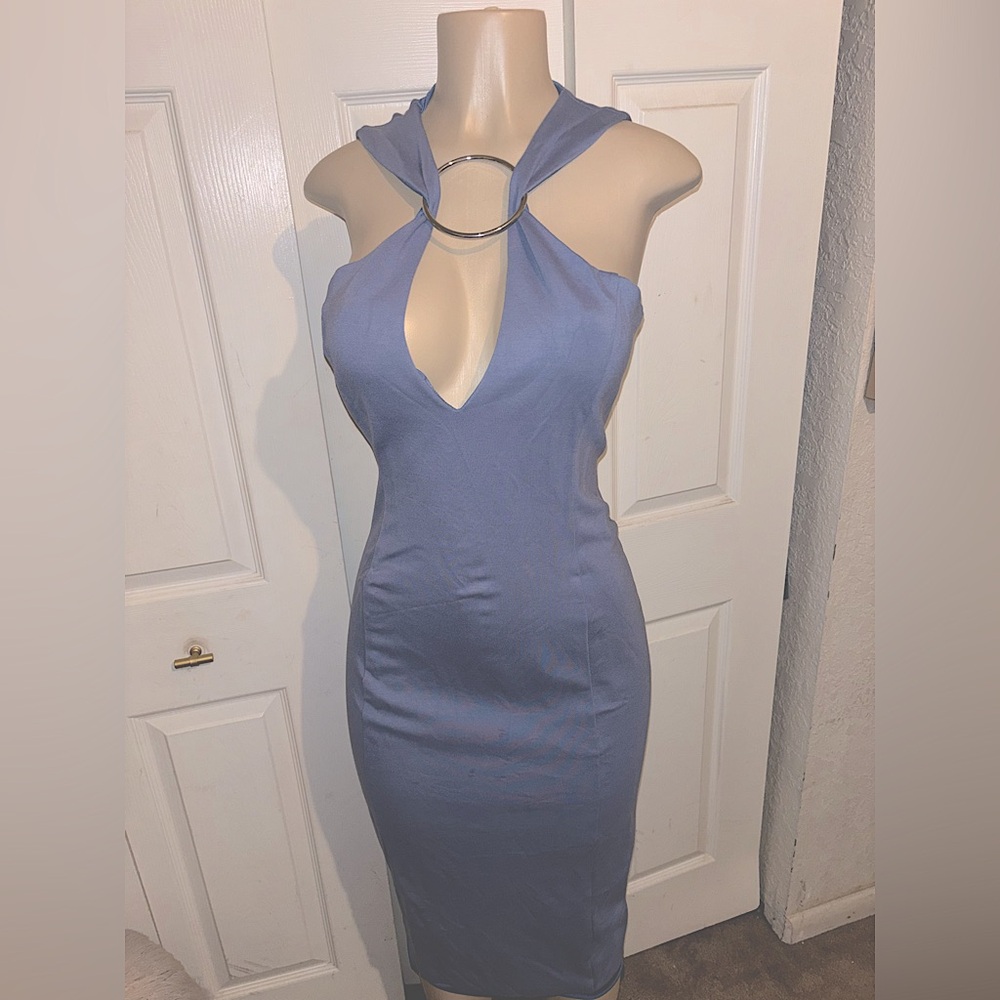 Elegant Blue Halter Dress